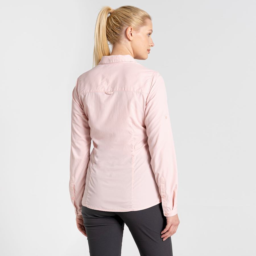 Craghoppers NosiLife Bardo Long Sleeved Women's Shirts Pink | TEU9814UQ