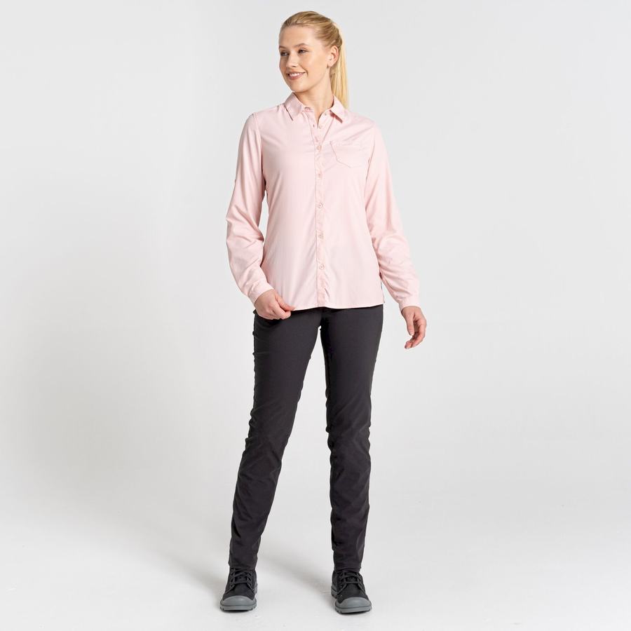 Craghoppers NosiLife Bardo Long Sleeved Women's Shirts Pink | TEU9814UQ