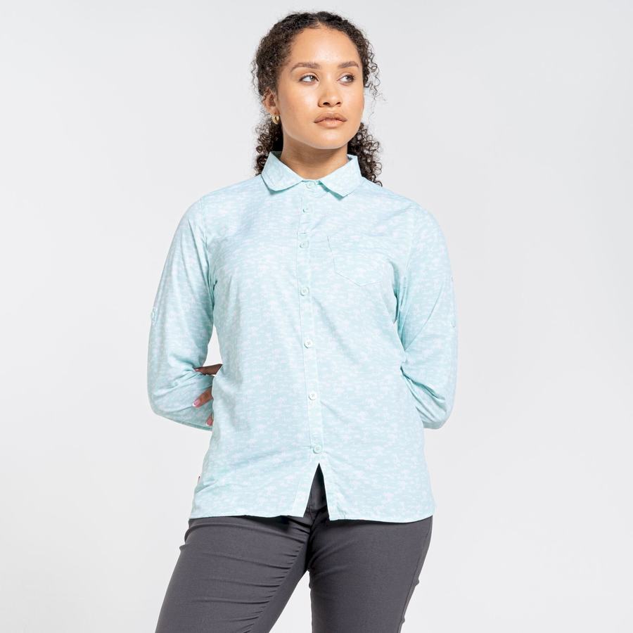 Craghoppers NosiLife Callo Long Sleeved Women's Shirts Green | VDP9548OA