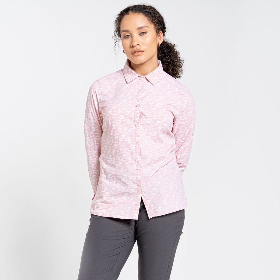 Craghoppers NosiLife Callo Long Sleeved Women's Shirts Pink | XGH6483AM