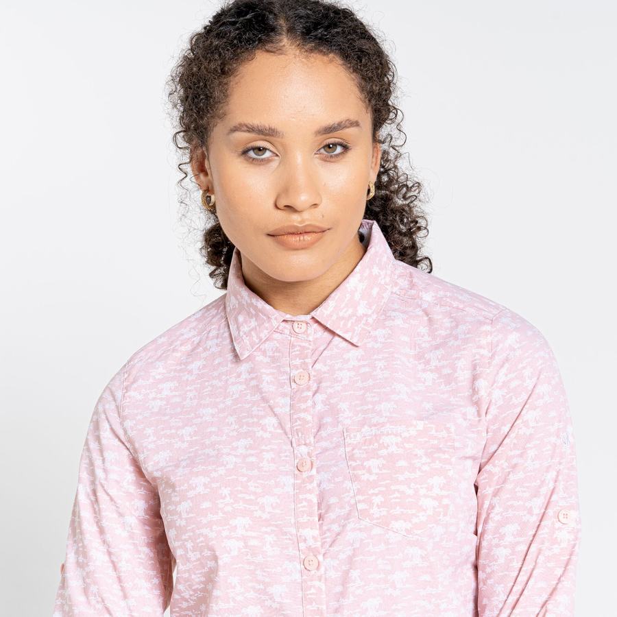 Craghoppers NosiLife Callo Long Sleeved Women's Shirts Pink | XGH6483AM