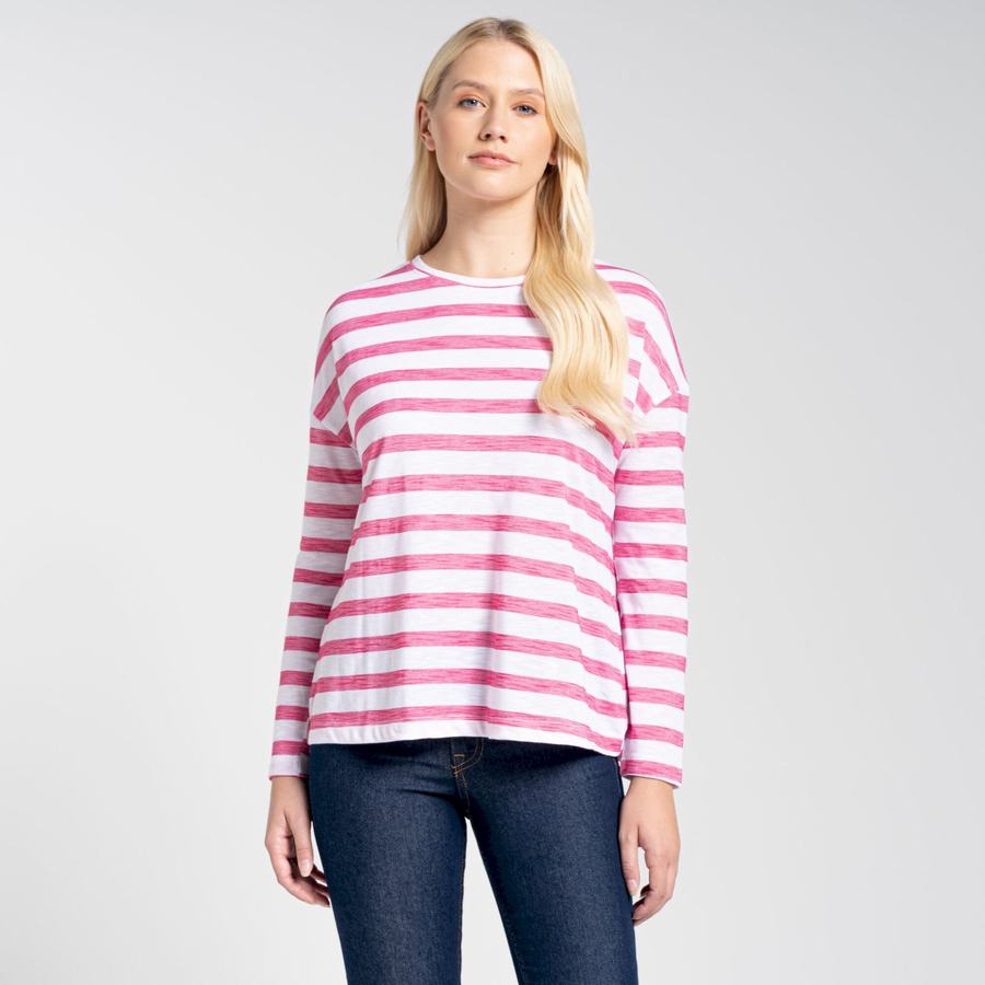 Craghoppers NosiLife Cora Long Sleeved Women's T-Shirts Purple Flower Stripes | SHK8996LT