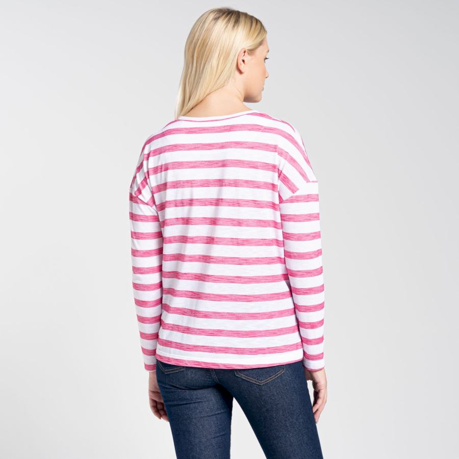 Craghoppers NosiLife Cora Long Sleeved Women's T-Shirts Purple Flower Stripes | SHK8996LT