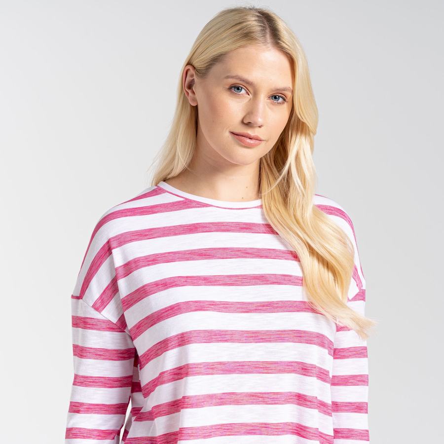 Craghoppers NosiLife Cora Long Sleeved Women's T-Shirts Purple Flower Stripes | SHK8996LT