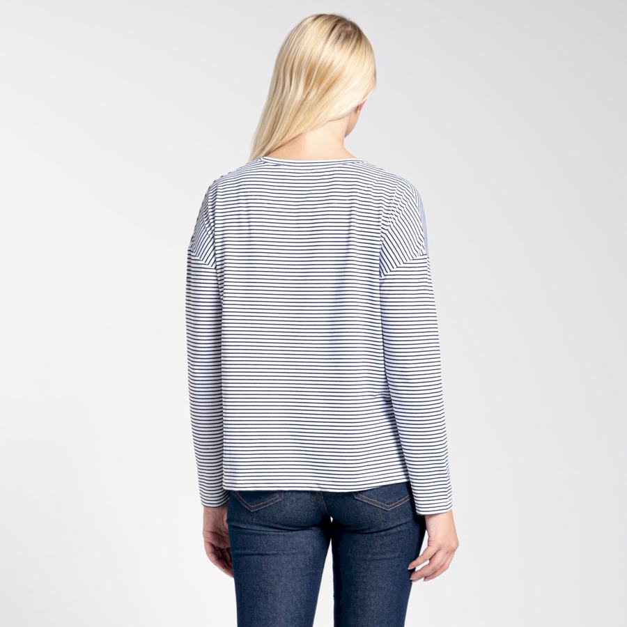 Craghoppers NosiLife Cora Long Sleeved Women's T-Shirts Blue Navy Stripes | VKV9391RK