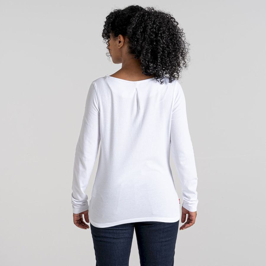 Craghoppers NosiLife Erin Long Sleeved Women's T-Shirts White | VRE6723LU