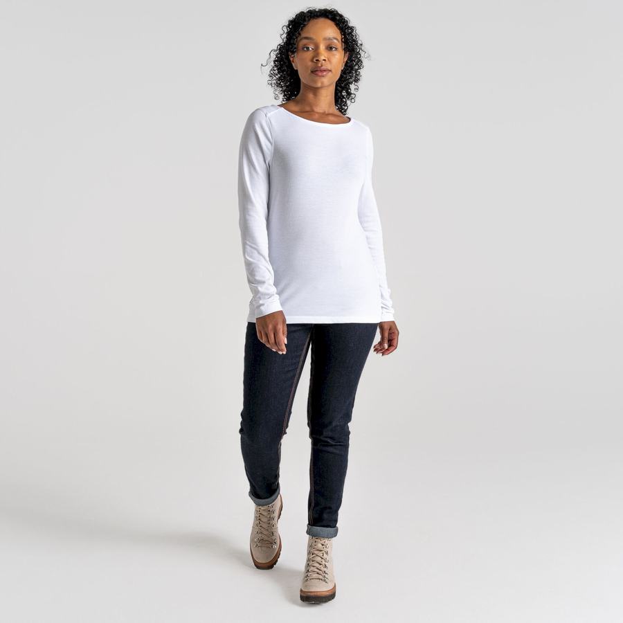 Craghoppers NosiLife Erin Long Sleeved Women's T-Shirts White | VRE6723LU