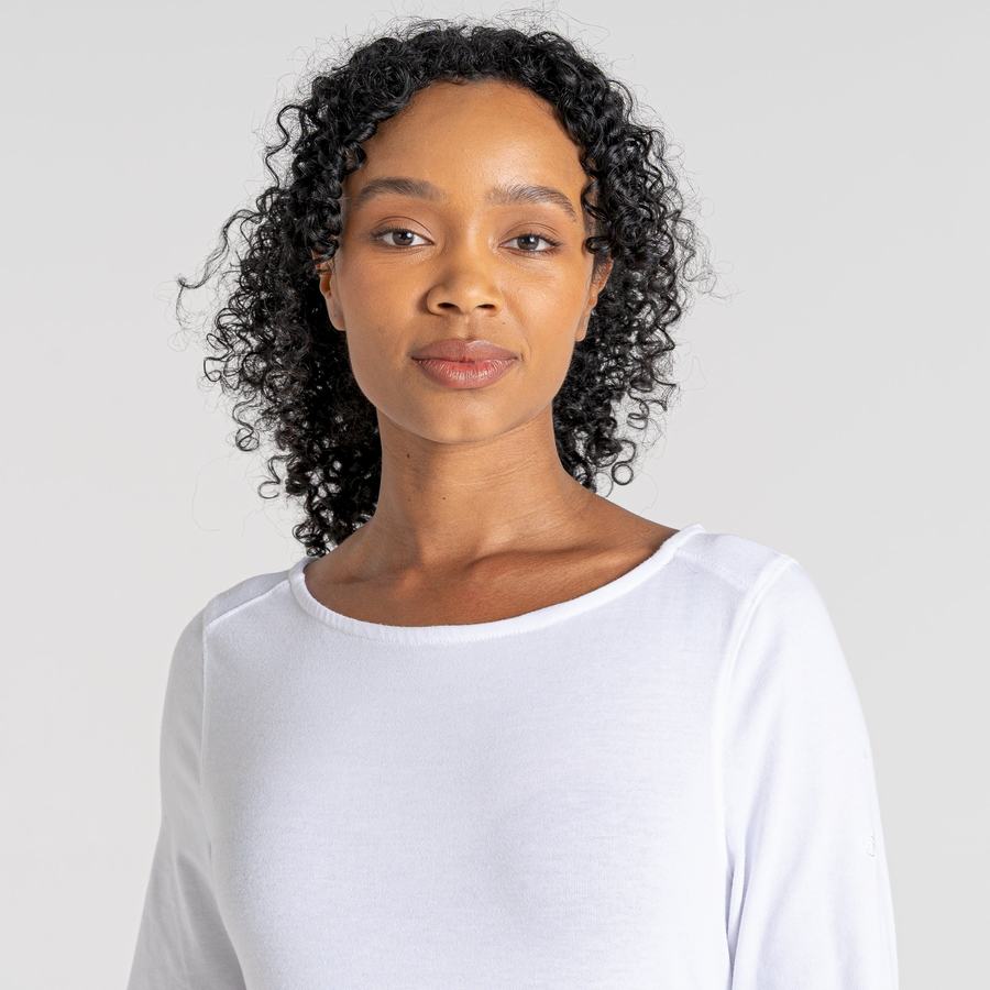 Craghoppers NosiLife Erin Long Sleeved Women's T-Shirts White | VRE6723LU