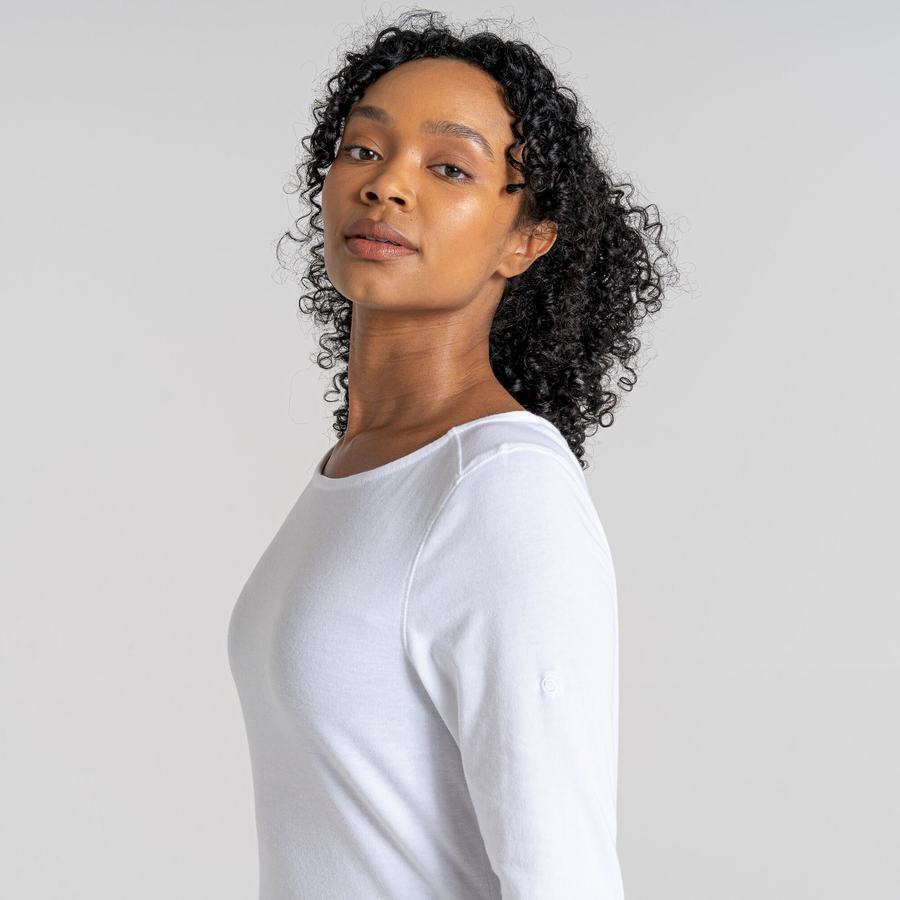 Craghoppers NosiLife Erin Long Sleeved Women's T-Shirts White | VRE6723LU