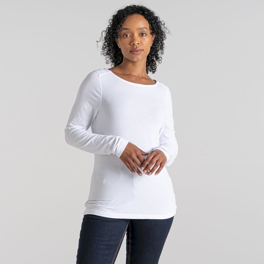 Craghoppers NosiLife Erin Long Sleeved Women's T-Shirts White | VRE6723LU