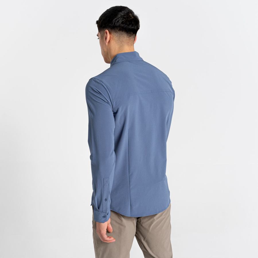 Craghoppers NosiLife Hedley Long Sleeved Men's Shirts Blue | VXV2181KS