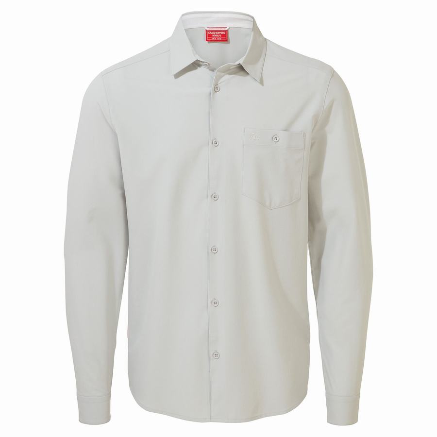 Craghoppers NosiLife Hedley Long Sleeved Men's Shirts Silver | ZOK7226AU