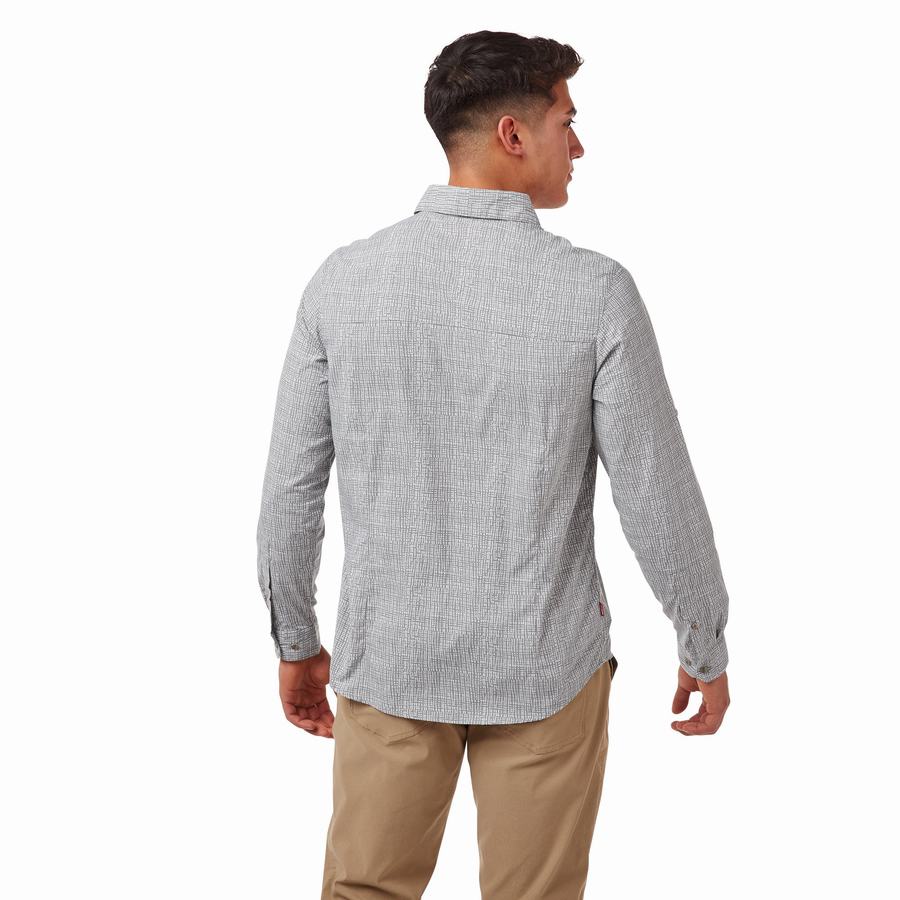 Craghoppers NosiLife Lester Long Sleeved Men's Shirts Grey | YEB8643MW