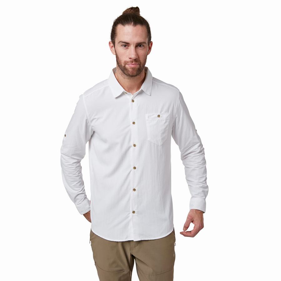 Craghoppers NosiLife Nuoro Long Sleeved Men's Shirts White | SID2553MH