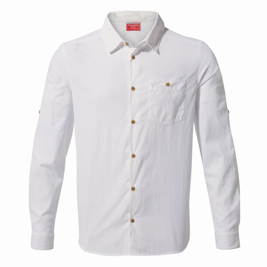 Craghoppers NosiLife Nuoro Long Sleeved Men's Shirts White | SID2553MH