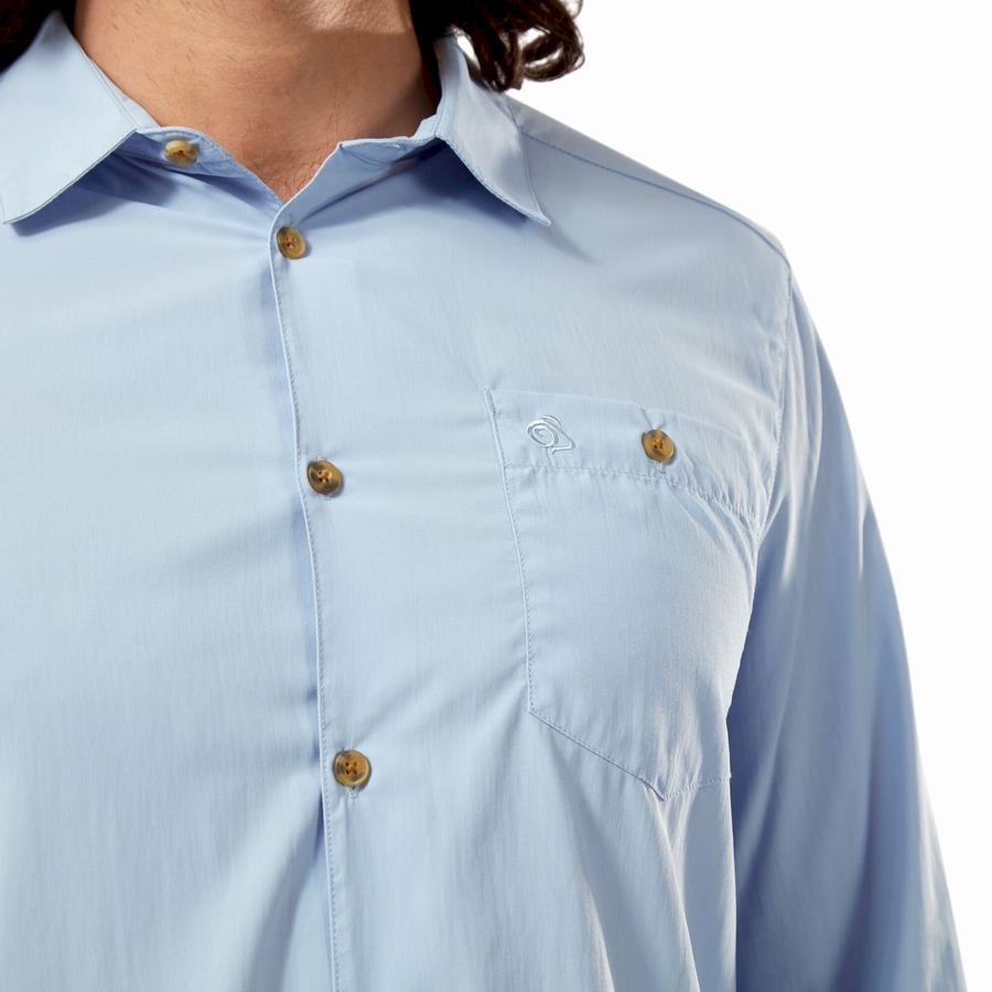 Craghoppers NosiLife Nuoro Long Sleeved Men's Shirts Blue | VXP3557PN