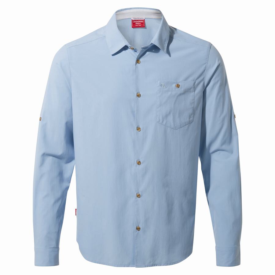 Craghoppers NosiLife Nuoro Long Sleeved Men's Shirts Blue | VXP3557PN