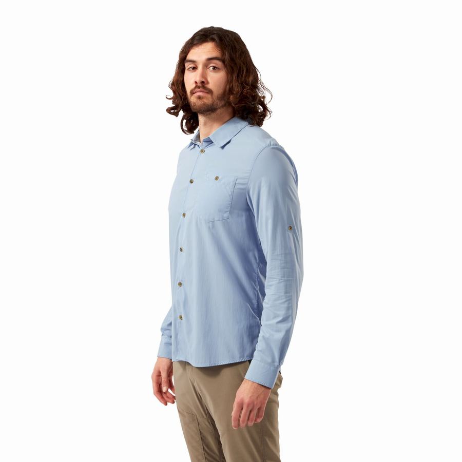 Craghoppers NosiLife Nuoro Long Sleeved Men's Shirts Blue | VXP3557PN