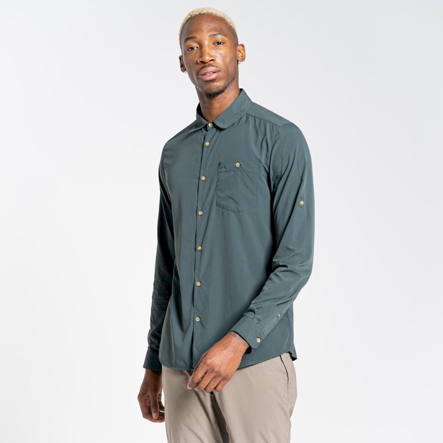 Craghoppers NosiLife Nuoro Long Sleeved Men's Shirts Green | WZR4561XM