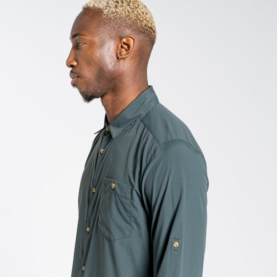 Craghoppers NosiLife Nuoro Long Sleeved Men's Shirts Green | WZR4561XM