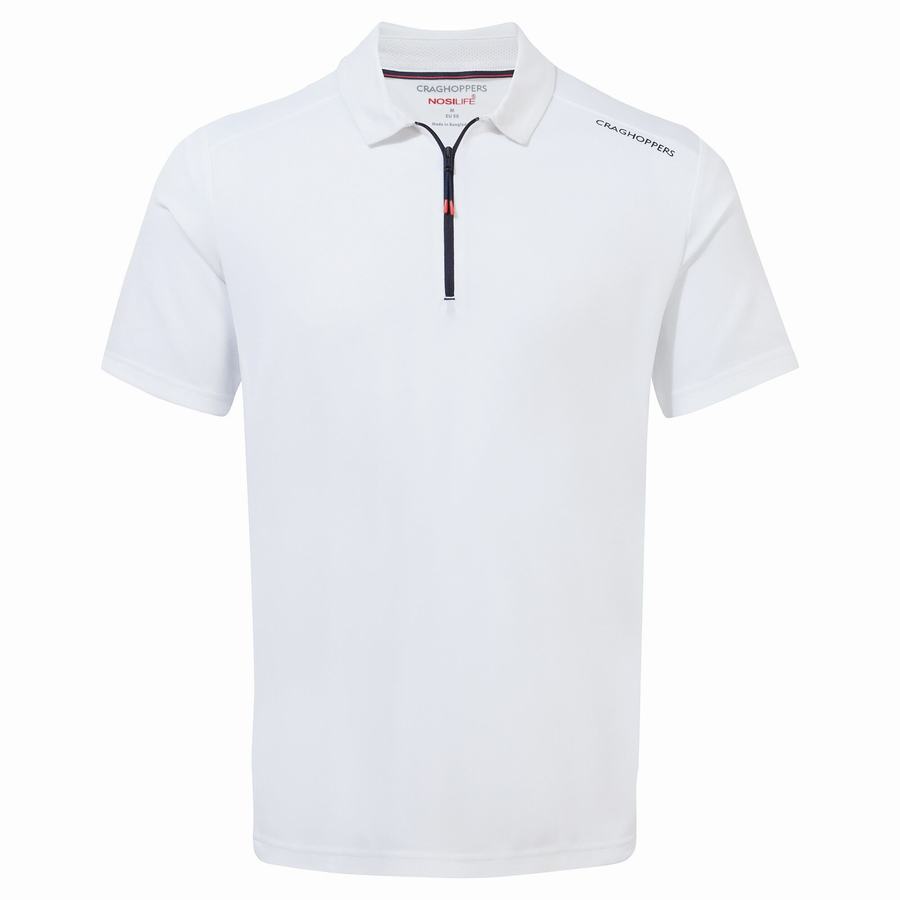 Craghoppers NosiLife Pro Active Short Sleeved Polo Men's T-Shirts White | EZU5057IB