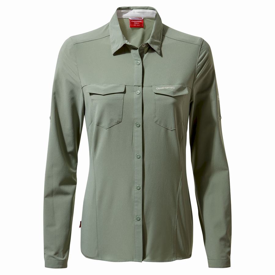 Craghoppers NosiLife Pro III Long Sleeved Women's Shirts Olive | ZFO6218UV