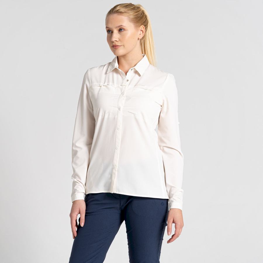 Craghoppers NosiLife Pro IV Long Sleeved Women's Shirts White | IQE9863HI