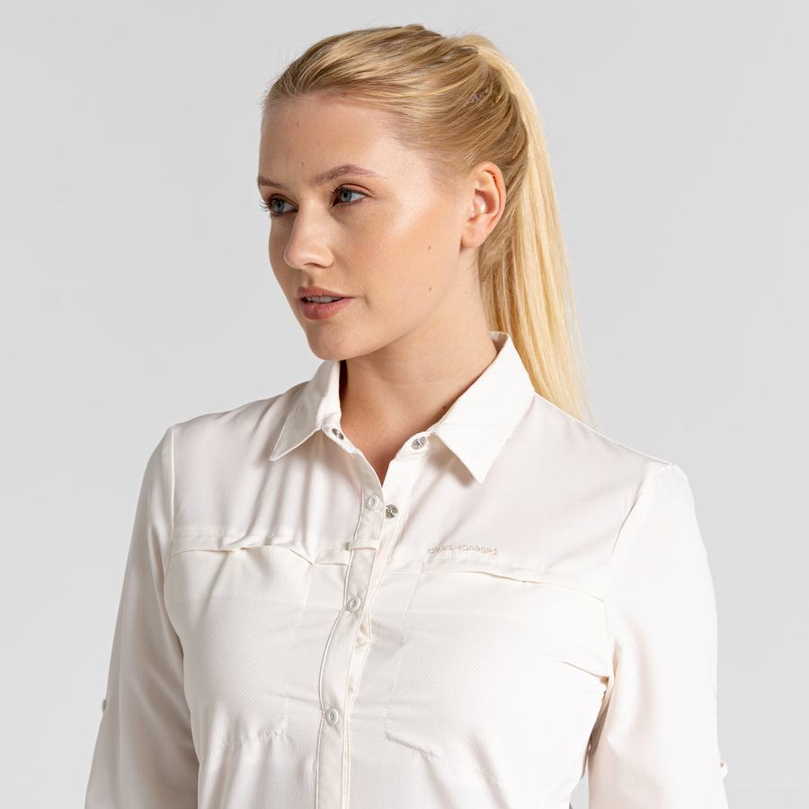 Craghoppers NosiLife Pro IV Long Sleeved Women's Shirts White | IQE9863HI