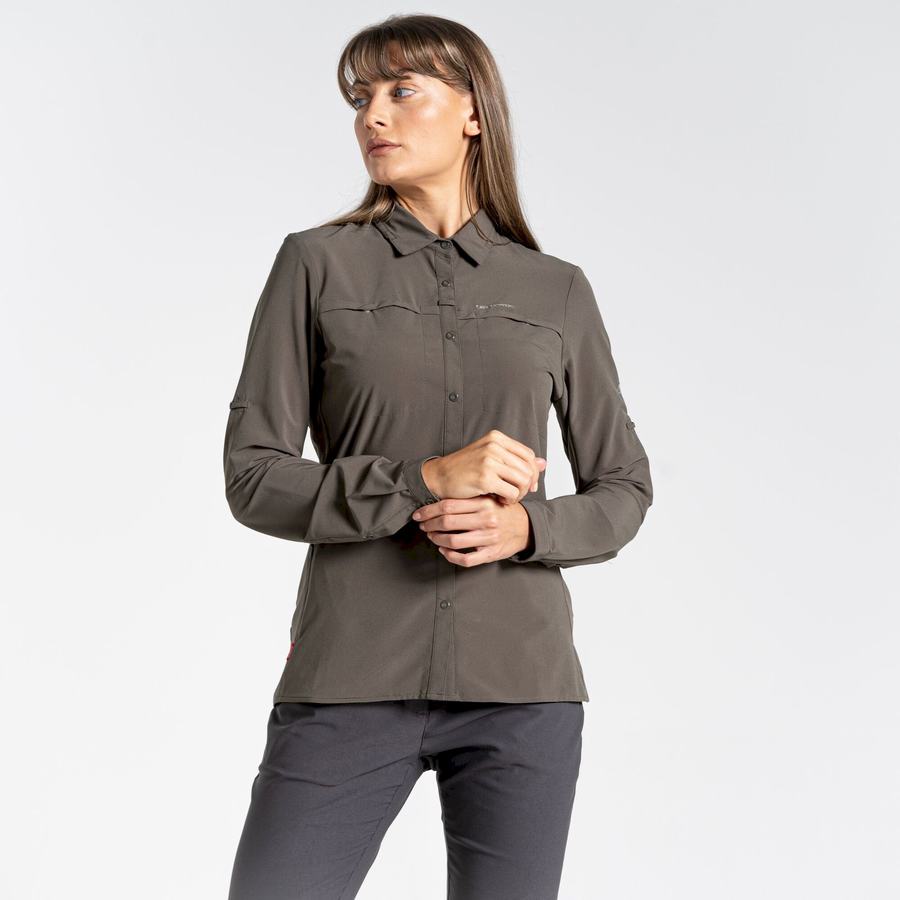 Craghoppers NosiLife Pro IV Long Sleeved Women's Shirts Khaki | YAR7918AL