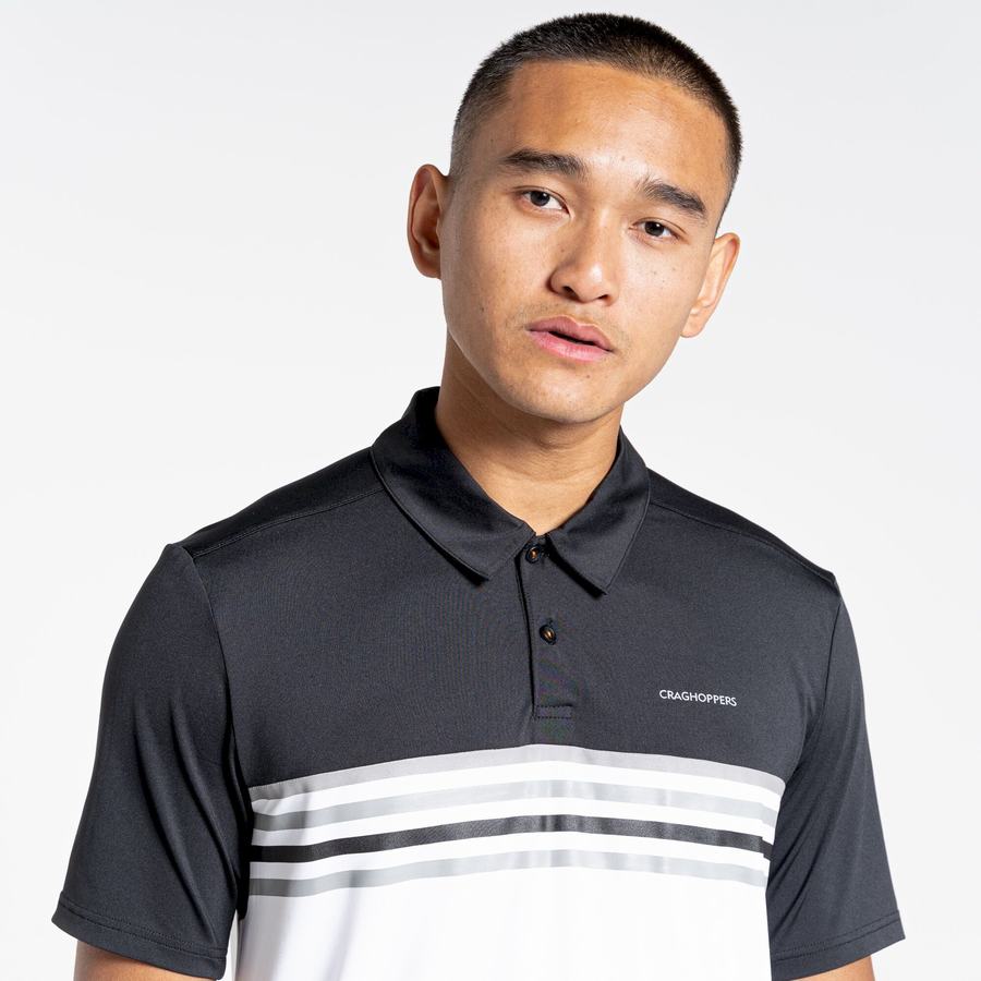 Craghoppers NosiLife Pro Short Sleeved Polo Men's T-Shirts Black White | UAL3858GG