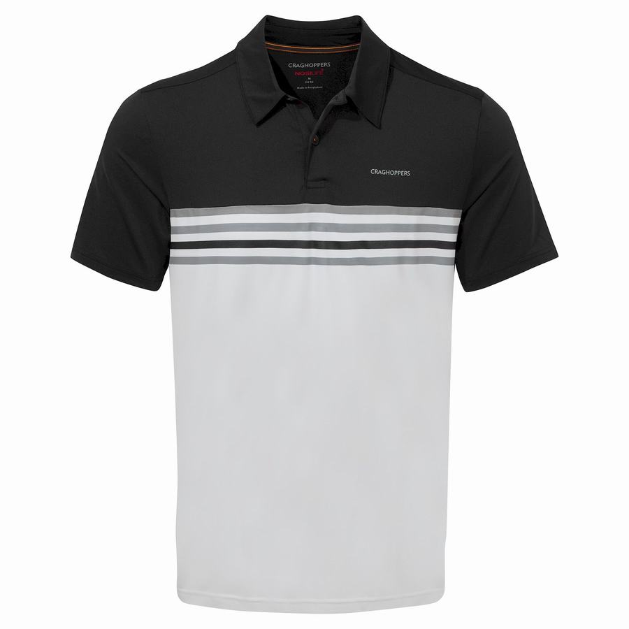 Craghoppers NosiLife Pro Short Sleeved Polo Men's T-Shirts Black White | UAL3858GG