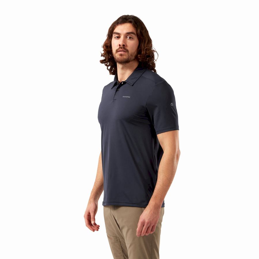 Craghoppers NosiLife Pro Short Sleeved Polo Men's T-Shirts Blue Navy | VEG5126BH