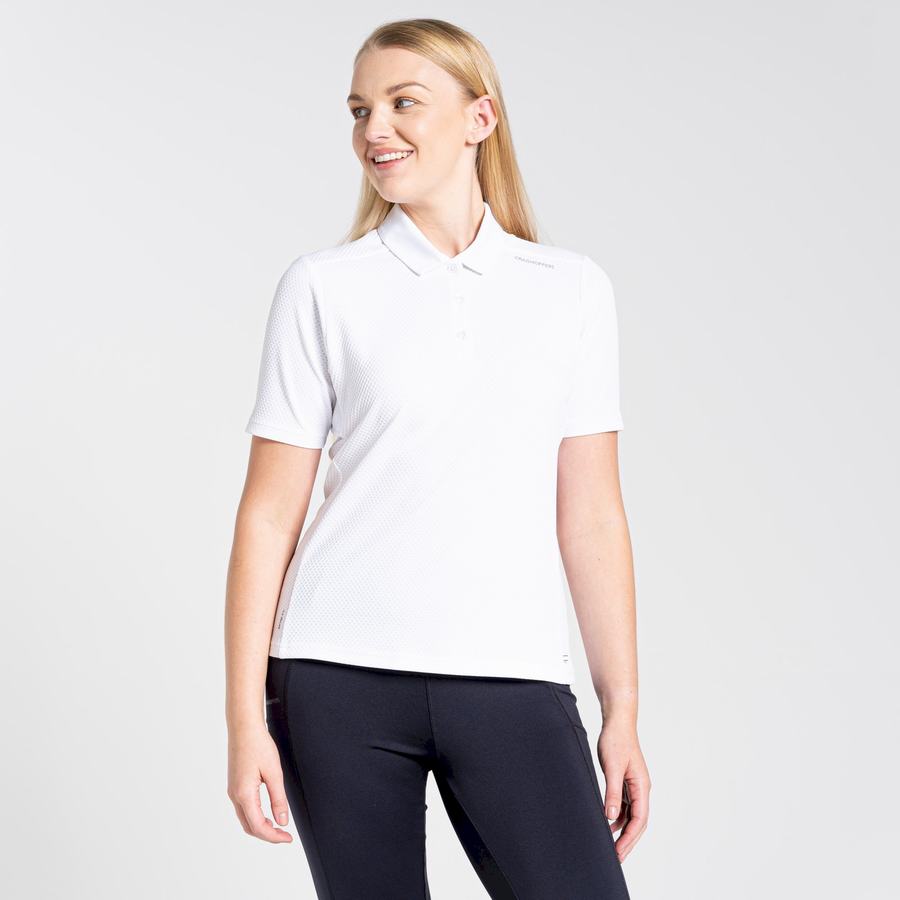 Craghoppers NosiLife Short Sleeved Polo Women's T-Shirts White | LHQ6949UY