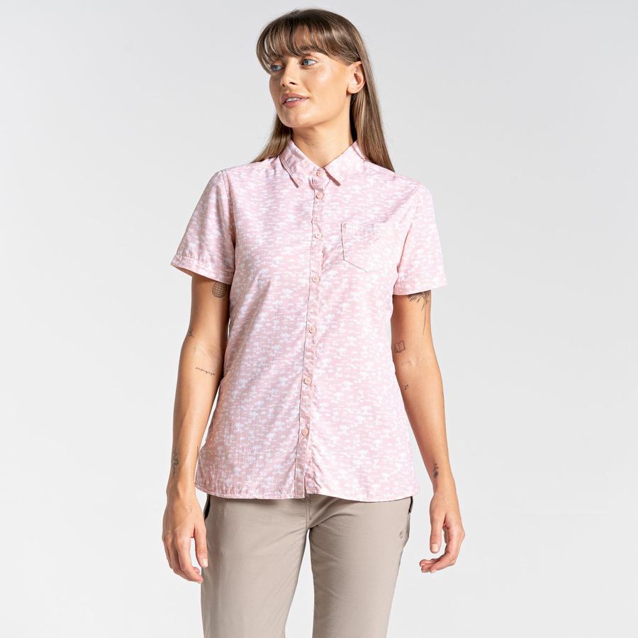 Craghoppers NosiLife Tillia Short Sleeved Women's Shirts Pink | JUG433MZ