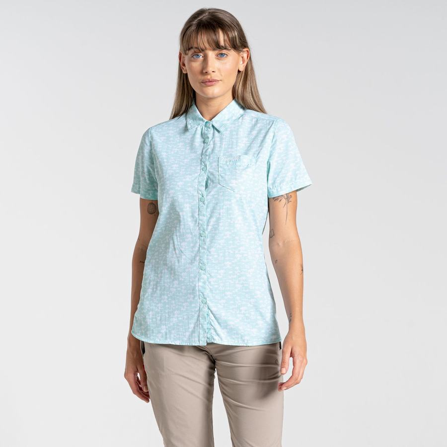 Craghoppers NosiLife Tillia Short Sleeved Women's Shirts Green | RSQ7655EG