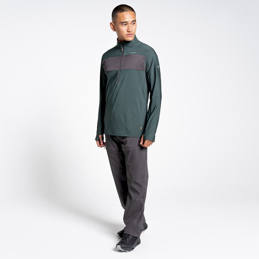 Craghoppers NosiLife Valens Half Zip Top Men's T-Shirts Green | JRS1657HT