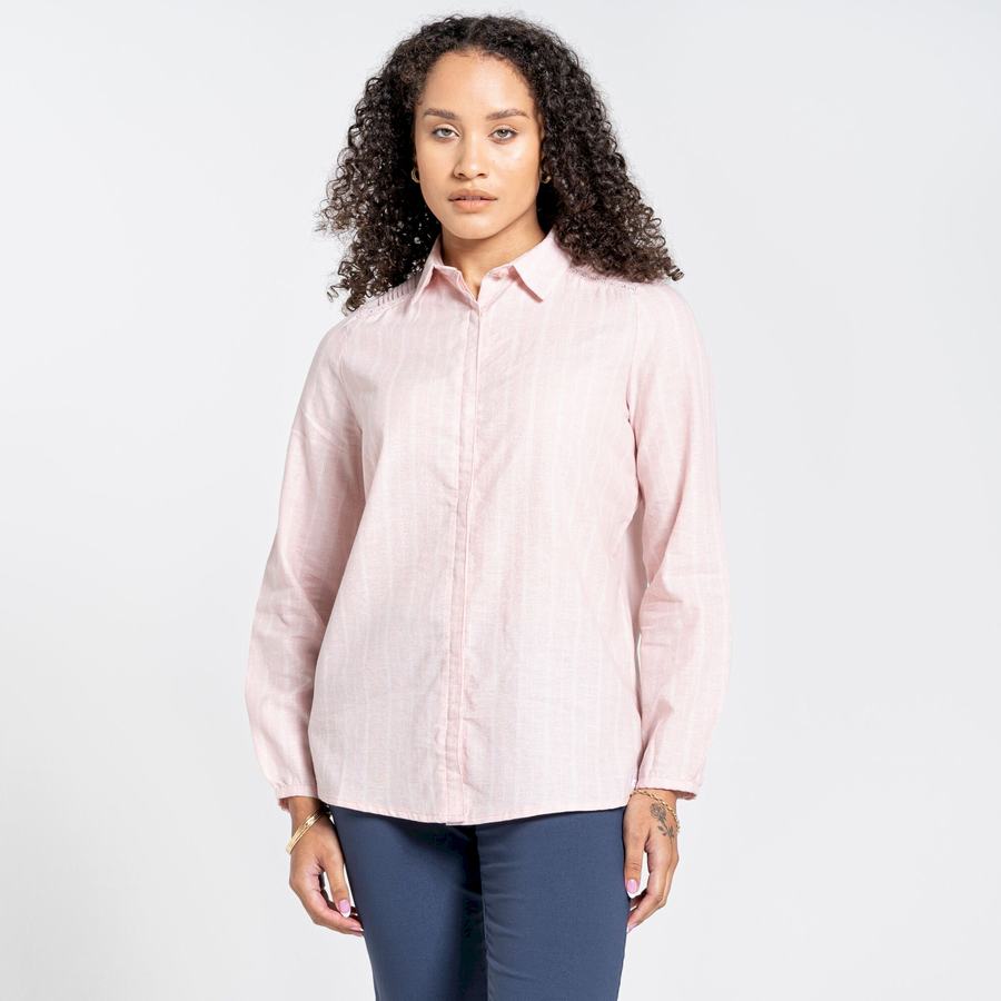 Craghoppers Nosibotanical Bralio Women's Shirts Pink Stripes | NJR8367LC