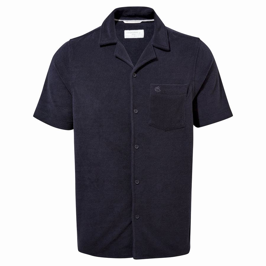 Craghoppers Nosibotanical Cholla Short Sleeved Men's Shirts Blue Navy | CYY1554OZ