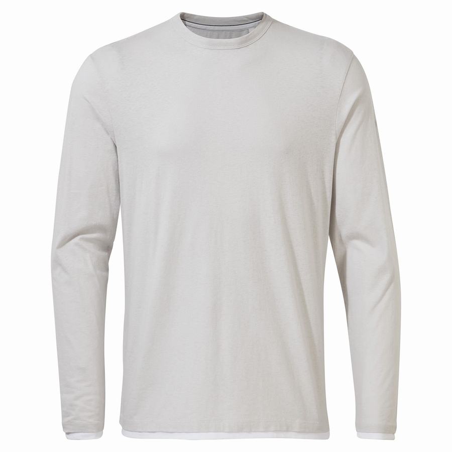 Craghoppers Nosibotanical Coulter Long Sleeved Men's T-Shirts Silver | XKD5735PL