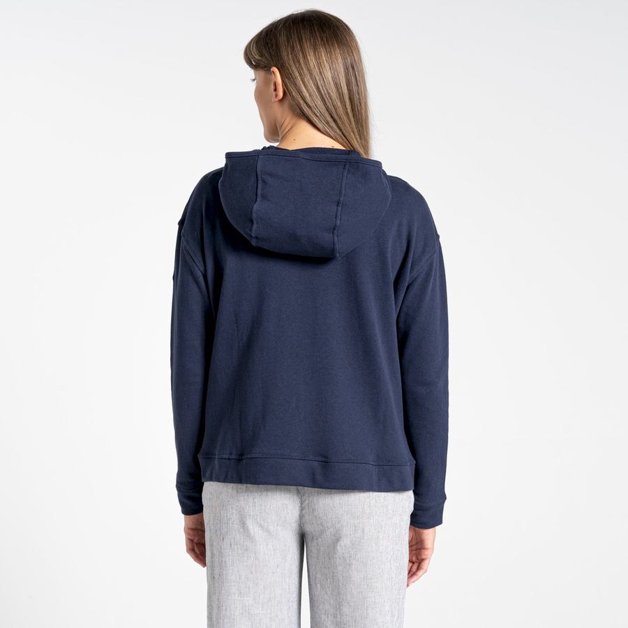 Craghoppers Nosibotanical Eden Hooded Women's T-Shirts Blue Navy | CSM3260AV