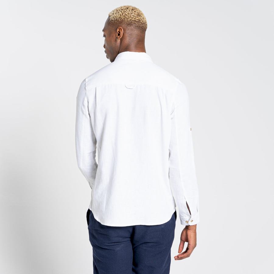 Craghoppers Nosibotanical Lagarto Long Sleeved Men's Shirts White | YQX498XR