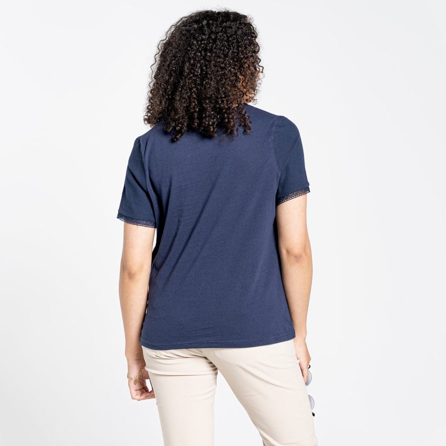 Craghoppers Nosibotanical Lavern Short Sleeved Women's T-Shirts Blue Navy | BMS8056IV