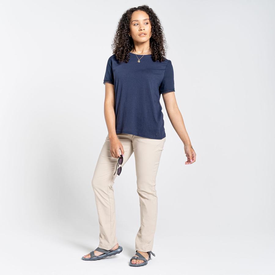 Craghoppers Nosibotanical Lavern Short Sleeved Women's T-Shirts Blue Navy | BMS8056IV