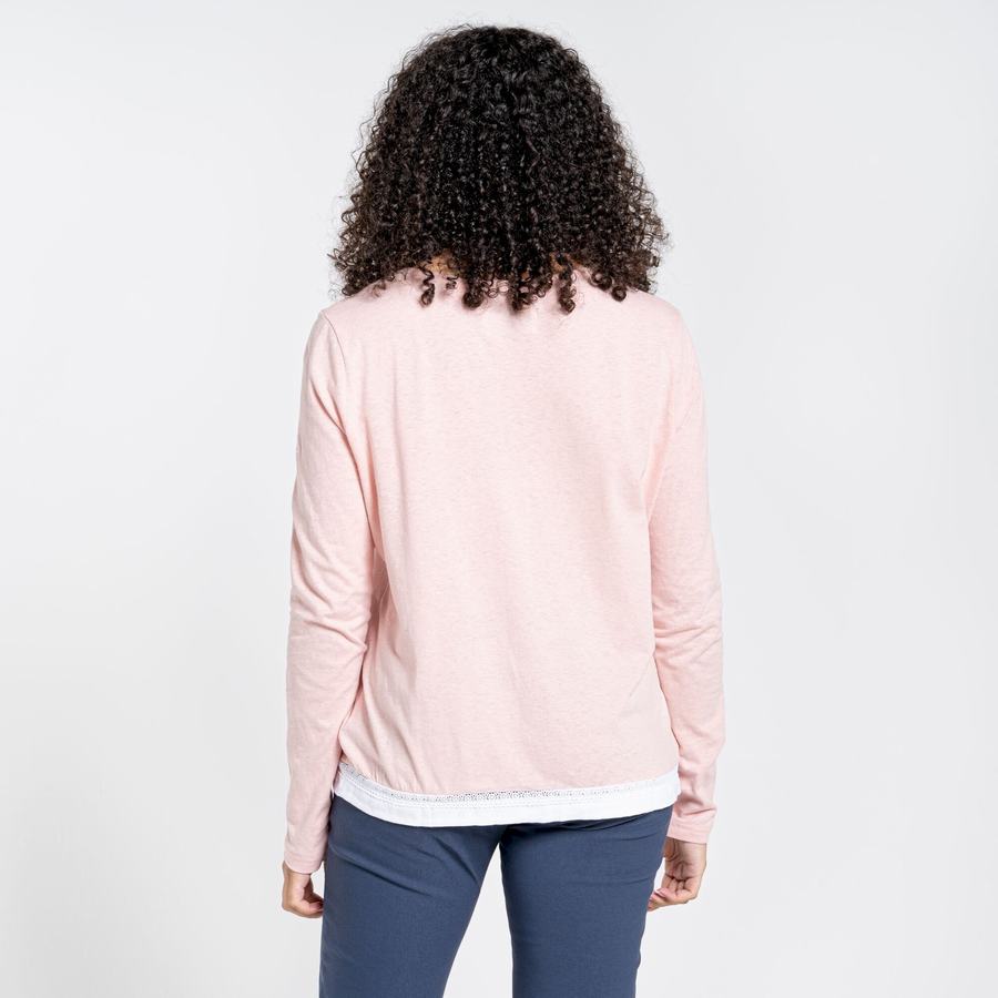 Craghoppers Nosibotanical Magnolia Long Sleeved Women's T-Shirts Pink | LDC8117QW