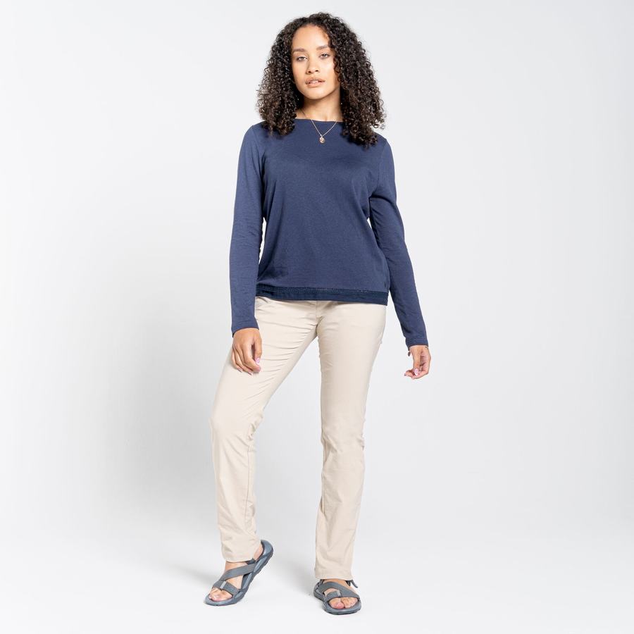 Craghoppers Nosibotanical Magnolia Long Sleeved Women's T-Shirts Blue Navy | RKI2750VL