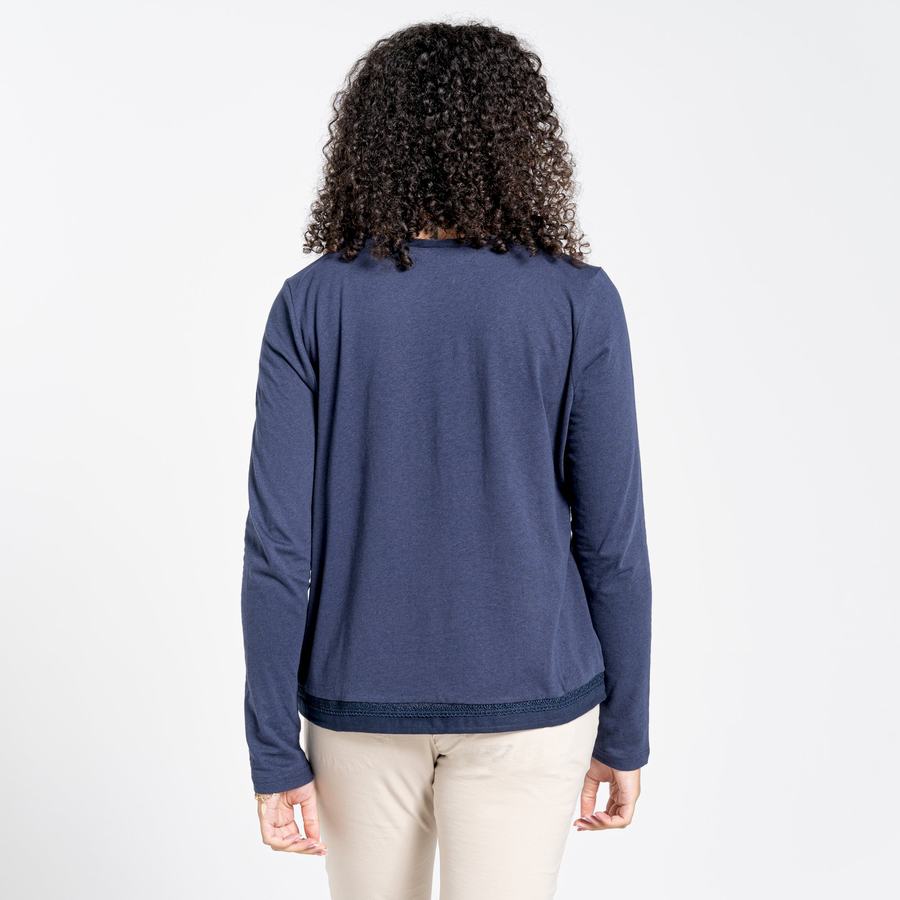 Craghoppers Nosibotanical Magnolia Long Sleeved Women's T-Shirts Blue Navy | RKI2750VL