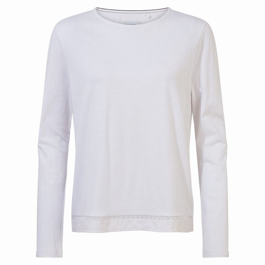 Craghoppers Nosibotanical Magnolia Long Sleeved Women's T-Shirts White | TPE6389IY