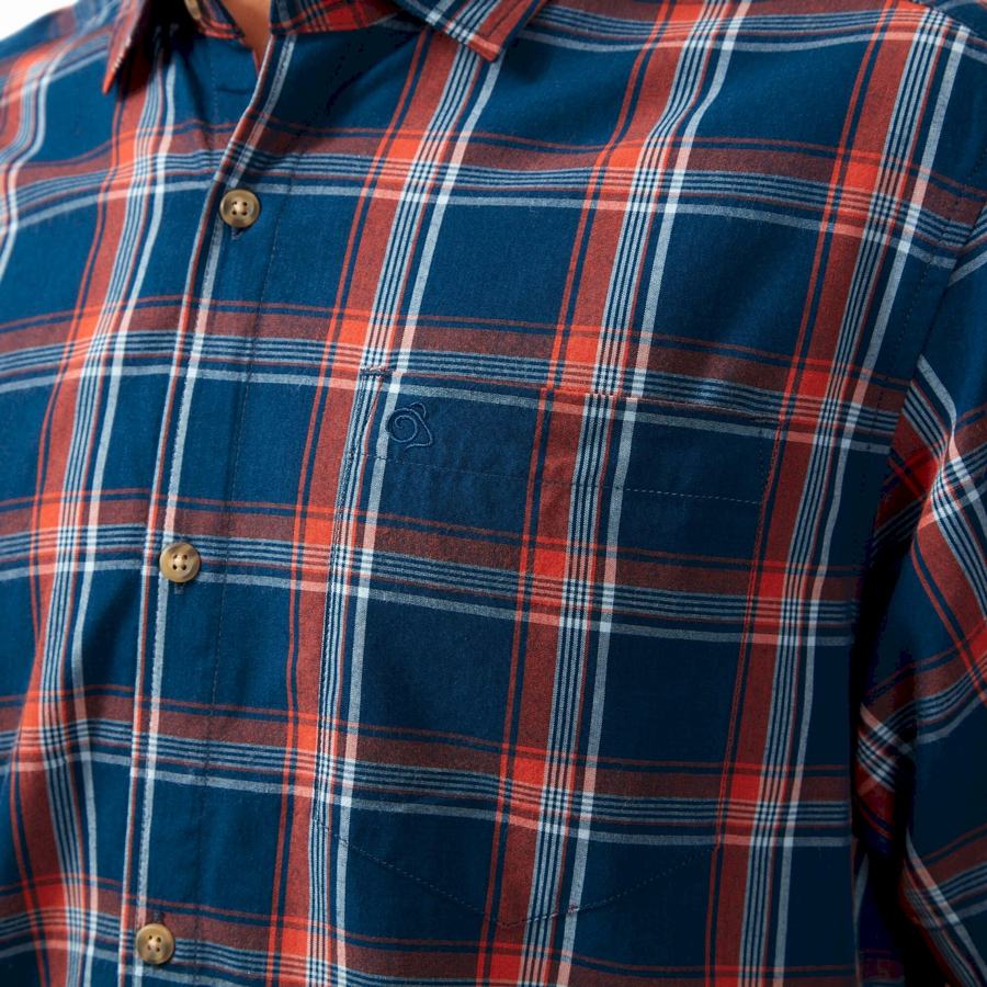 Craghoppers Rafie Short Sleeved Check Men's Shirts Navy Blue | LWS8090XZ