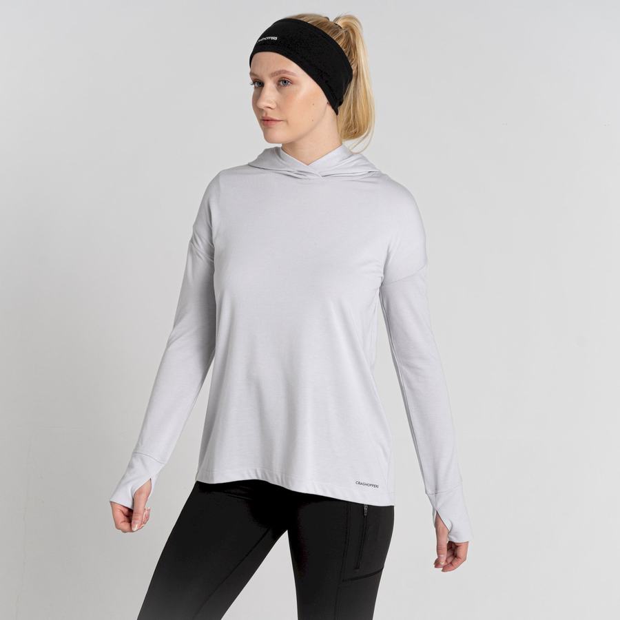 Craghoppers Serrow Hooded Long Sleeved Women's T-Shirts Silver | CZQ5988BE