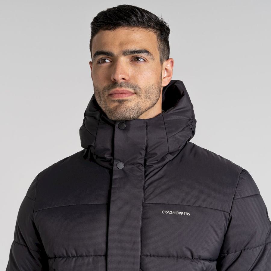 Craghoppers Sutherland Insulated Hooded Men's Jackets Black | FRY9120ZI